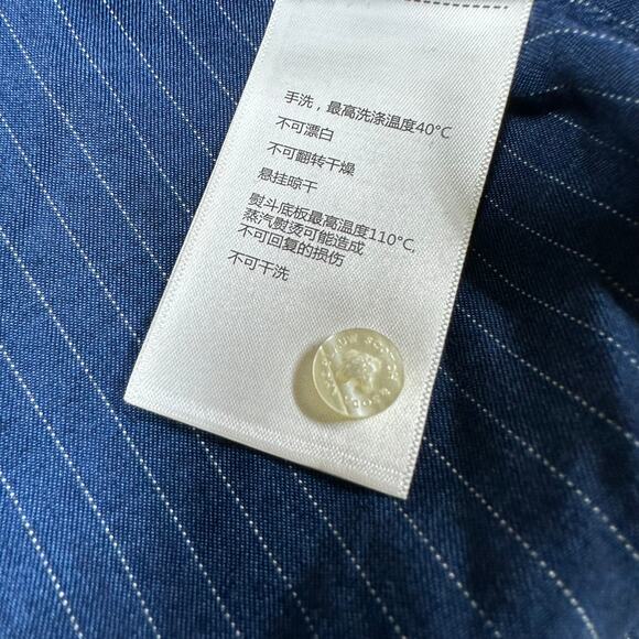 Scotch & Soda NWT Indigo Tencel Striped Men's Button Up Shirt Size XXL Soft Cozy - Picture 10 of 12